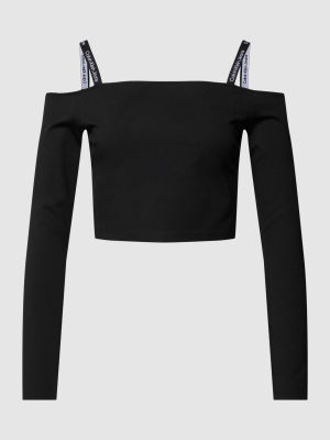 Bluzka z wiskozy z długim rękawem Calvin Klein Jeans czarna