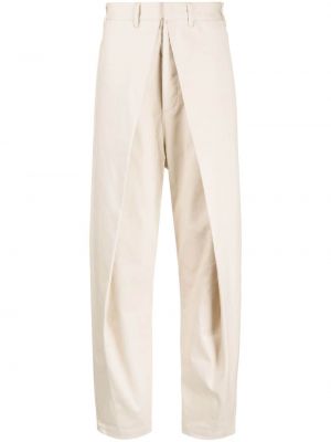 Plisované bavlněné rovné kalhoty Marcelo Burlon County Of Milan bílé