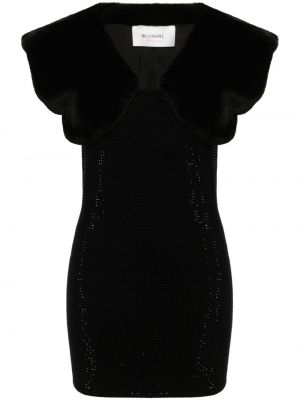 Koktel haljina s krznom Blugirl crna