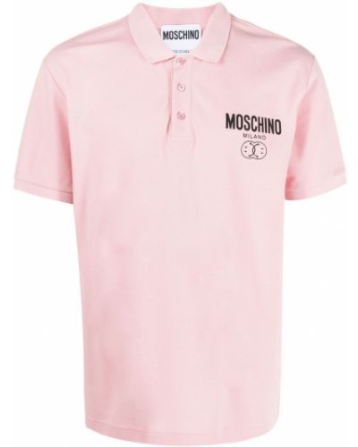 Brodert poloskjorte Moschino rosa