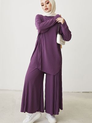 Plisirana ukrojena obleka Instyle vijolična