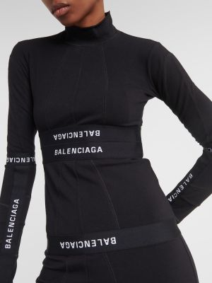 Bavlněné dlouhé šaty jersey Balenciaga černé