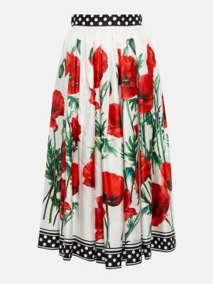 Svilena midi suknja visoki struk s cvjetnim printom Dolce&gabbana