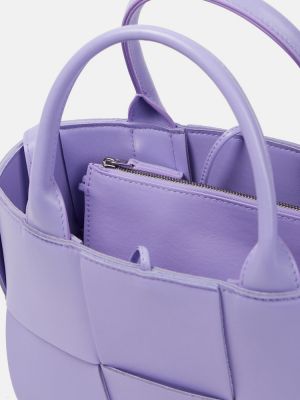 Kožená nákupná taška Bottega Veneta fialová