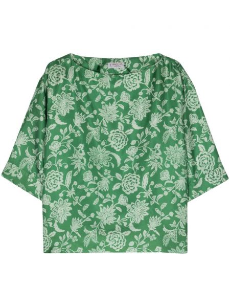 Svilena bluza s cvetličnim vzorcem s potiskom Alberto Biani