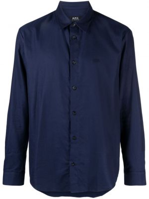Bavlnená košeľa s výšivkou A.p.c. modrá