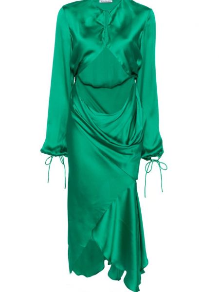 Hodvábne šaty Acne Studios zelená