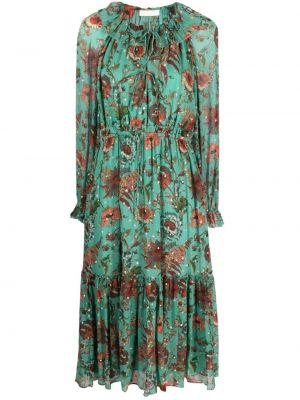 Midi obleka s cvetličnim vzorcem s potiskom Ulla Johnson zelena