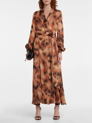 Leopardí midi šaty s potiskem Galvan hnědé