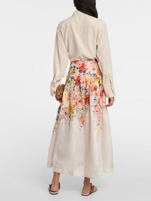Falda larga de lino de flores Zimmermann