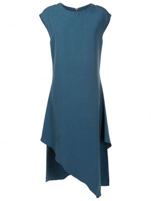 Sukienka midi bez rękawów asymetryczna Uma | Raquel Davidowicz niebieska