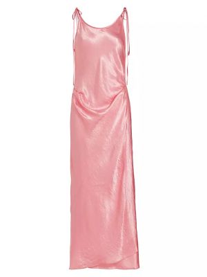 Атласное длинное платье Acne Studios розовое