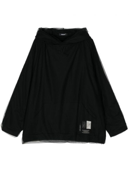Mrežasta pamučna hoodie s kapuljačom Undercover crna