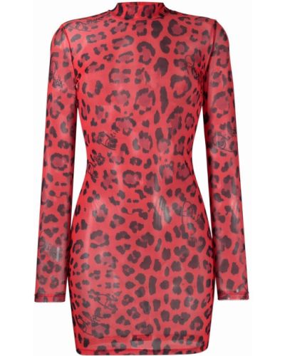 Vestido de cóctel ajustado leopardo Philipp Plein rojo