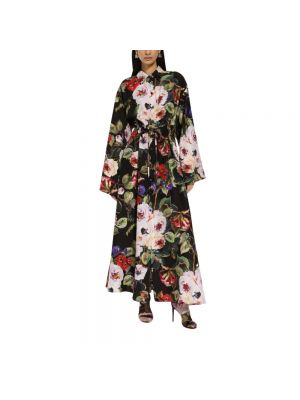 Robe longue en satin en soie à fleurs Dolce & Gabbana