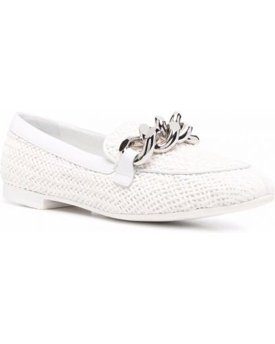 Punutud loafer-kingad Casadei valge