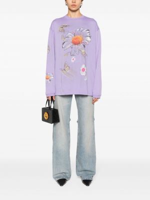 Květinové tričko s potiskem Margherita Maccapani fialové
