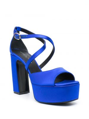 Satynowe sandały skórzane Roberto Festa niebieskie