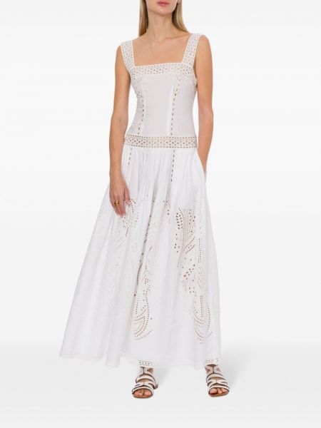 Krajkové bavlněné dlouhé šaty Alberta Ferretti bílé