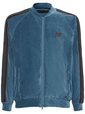 Bavlnená velurová bunda Needles modrá