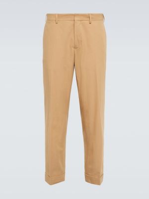 Pantalones slim fit de algodón Dries Van Noten beige