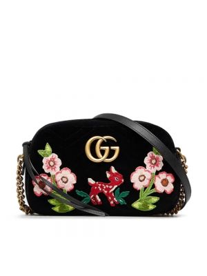Aksamitna torba na ramię Gucci Vintage czarna
