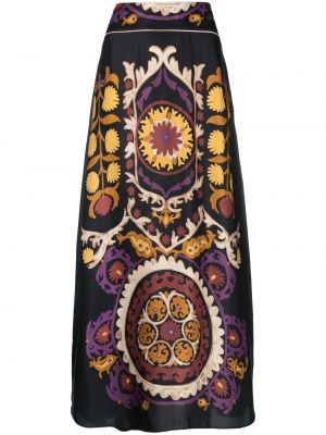 Maksi suknja s cvjetnim printom s printom Ba&sh crna