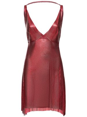 Mini obleka z v-izrezom z mrežo Fannie Schiavoni rdeča