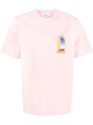 Памучна тениска с принт Casablanca розово