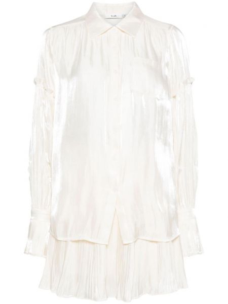 Plisovaná saténová rozšírená sukňa B+ab biela