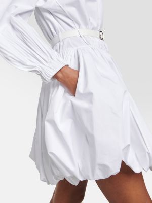 Βαμβακερή δερμάτινη φόρεμα Jil Sander λευκό