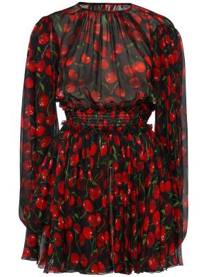 Svilena mini obleka iz šifona s potiskom Dolce & Gabbana