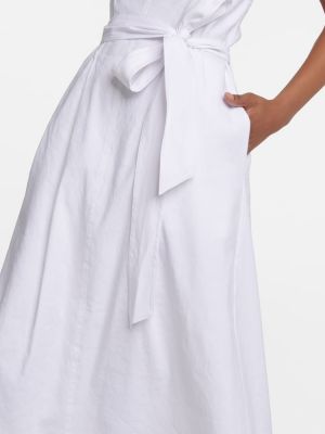 Λινή μίντι φόρεμα Vince λευκό