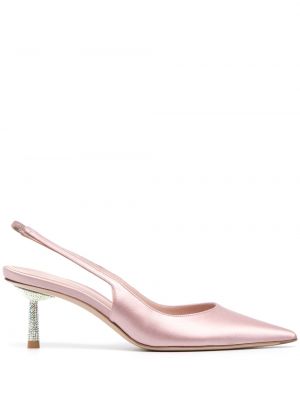 Полуотворени обувки с ток с кристали Le Silla розово