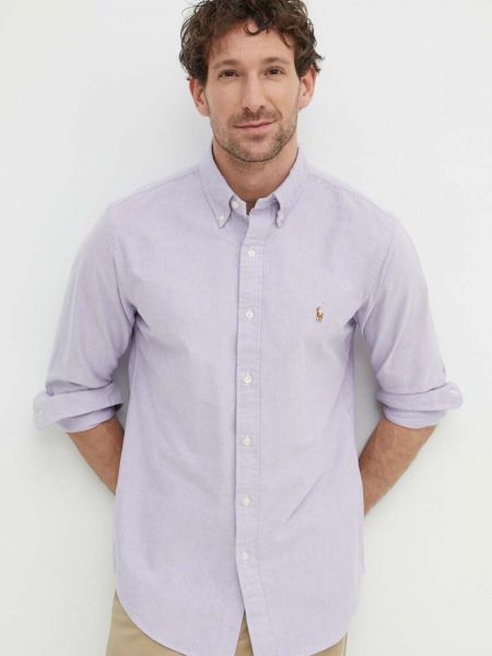 Bombažna srajca Polo Ralph Lauren vijolična