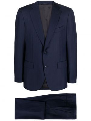 Pruhovaný vlnený oblek s potlačou Boggi Milano modrá