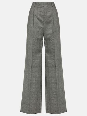 Kockované vlnené nohavice s vysokým pásom Saint Laurent