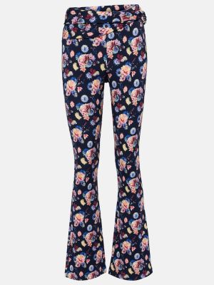 Pantalon taille haute à fleurs Rabanne bleu