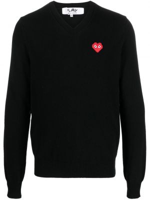 Вълнен пуловер с v-образно деколте Comme Des Garçons Play