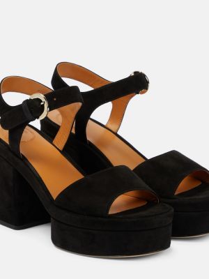 Semišové sandále Chloã© čierna