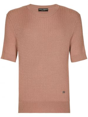 Pull en tricot avec manches courtes Dolce & Gabbana marron