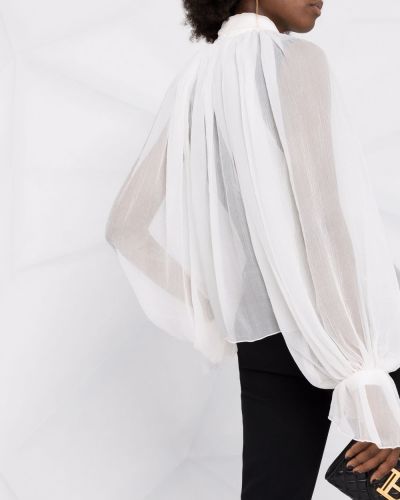 Przezroczysta jedwabna bluzka Atu Body Couture biała