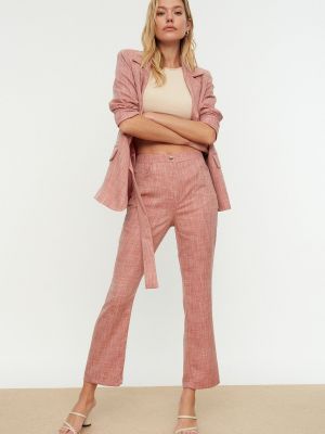 Rovné kalhoty Trendyol růžové