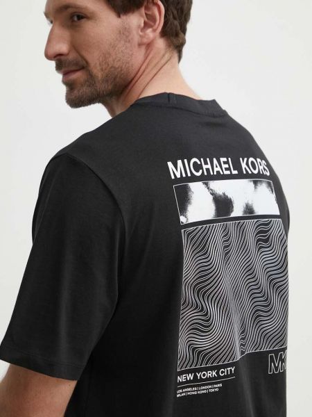 Koszulka bawełniana z nadrukiem Michael Kors czarna