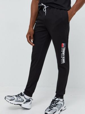 Tommy Jeans melegítőnadrág fekete, férfi, nyomott mintás