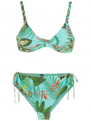 Bikini cu imagine cu imprimeu tropical Lygia & Nanny verde