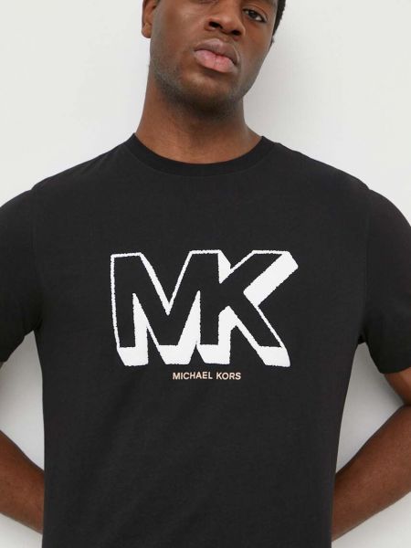 Чорна бавовняна футболка з принтом Michael Kors
