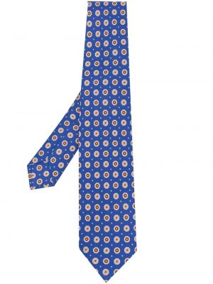 Копринена вратовръзка с принт Barba синьо