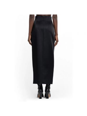Falda midi de cintura alta de raso de crepé Khaite negro