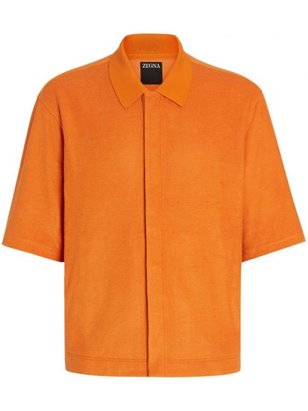 Bavlnená hodvábna košeľa Zegna oranžová